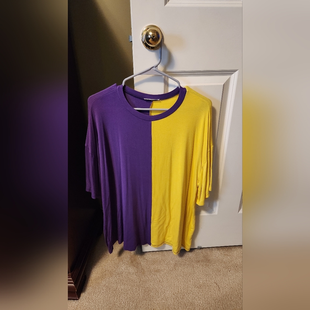 Timing Womens Short Sleeve Tee - Purple and Yellow